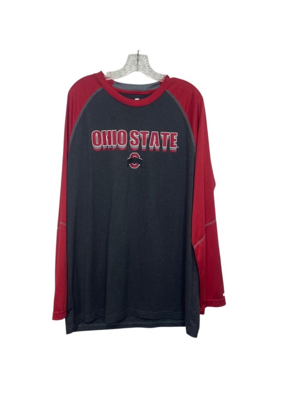 Ohio State Long-Sleeve Raglan Shirt Mens XL Gray Red Fanwear Colosseum